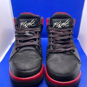 Men's Black and Red Jordan shoes